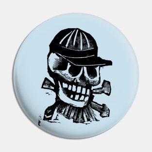 Calaveras with baseball cap. Pin