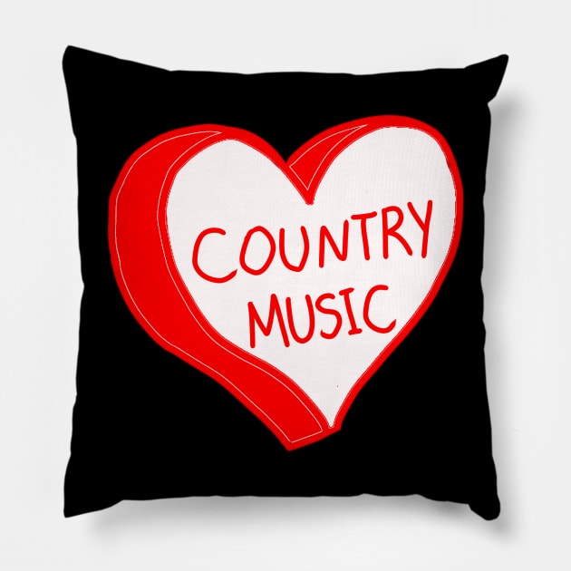 Country Music Red Love Heart Pillow by ROLLIE MC SCROLLIE