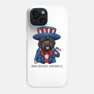 Funny 4th of July Bouvier des Flandres Dog Bless America Phone Case