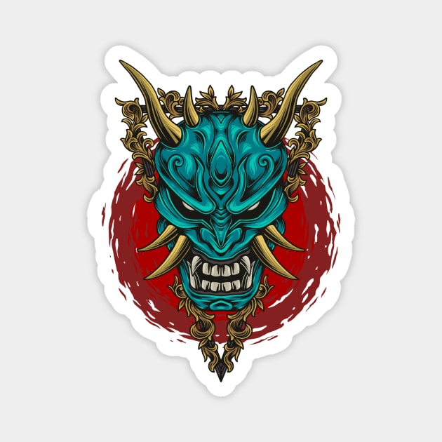 Japanese demon hannya oni mask Magnet by twelverius