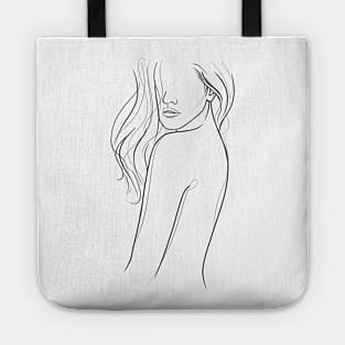 Beautiful Woman Line Artwork Tote