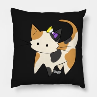 Nonbinary Pride Calico Kitty Ear Bow Pillow