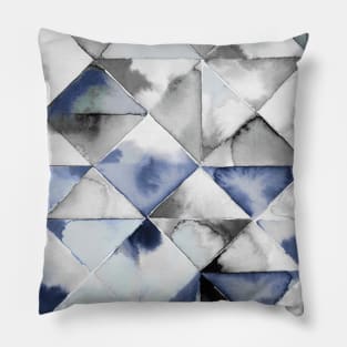 Pocket - Moody Triangles Cold Blue Pillow