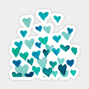 Valentine’s Day Watercolor Hearts – turquoise Magnet