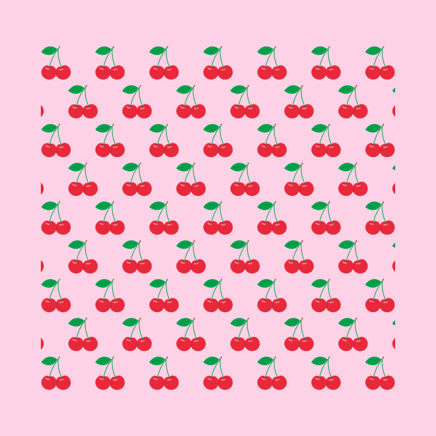 Red Cherries Pattern on Pink Background by Ayoub14
