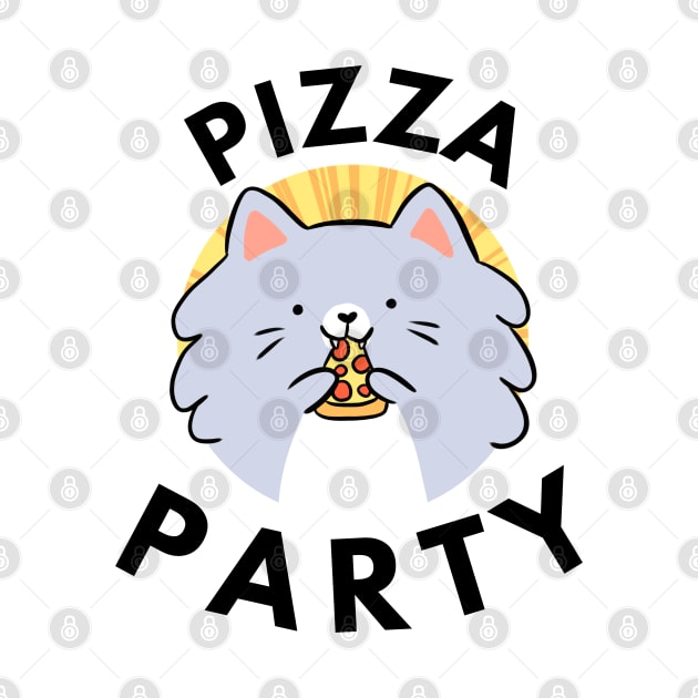 Pizza party - cute cat eating pizza by Yarafantasyart