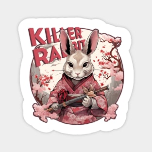 Killer Bunny Samurai Portrait in Cherry Blossom Tree Magnet