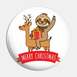 Sloth Merry Xmas Pin