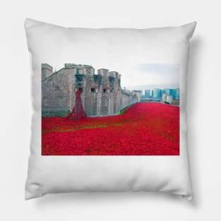 Tower Of London Red Poppy Pillow