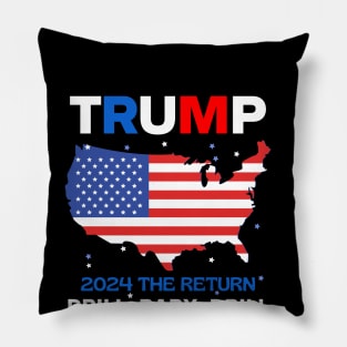 Trump 2024 Drill Baby Drill US Flag Republican 4th Of July Pillow