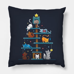 Christmas Tree House Cats Pillow