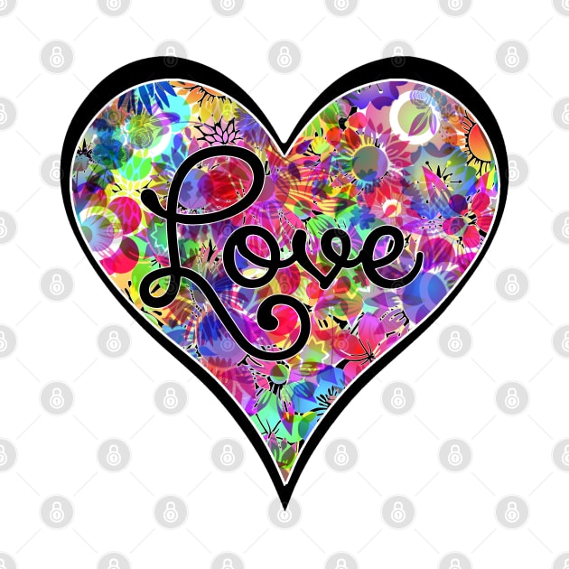 Bright Colorful Floral Flower Love Valentines Heart by Timeforplay