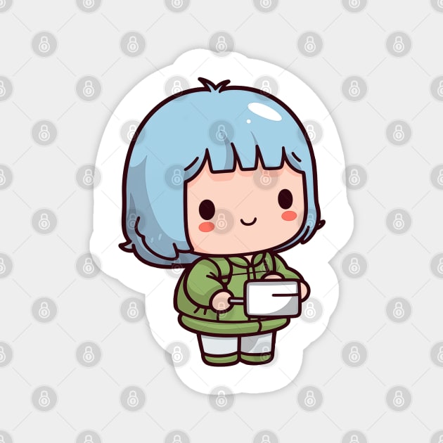 Kawaii camping girl Magnet by Mon Kawaii Lab