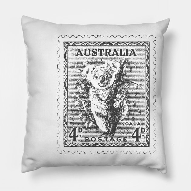 Australia Koala Vintage Stamp Pillow by claireprints