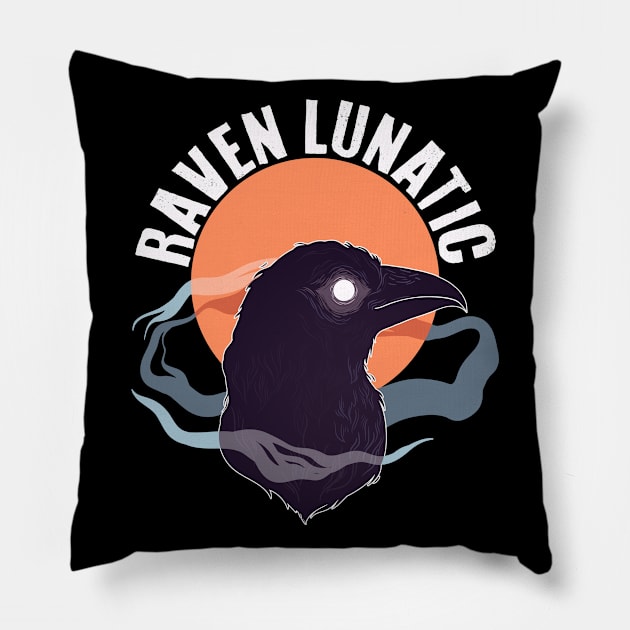 Raven Lunatic Pillow by Psitta