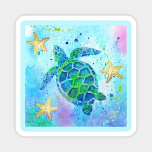 Sea Turtle with Starfish Magnet