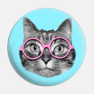Cat wearing pink glasses Pin