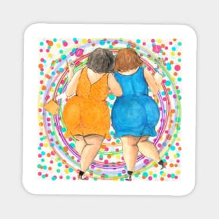 Happy Wine Party Girls Magnet
