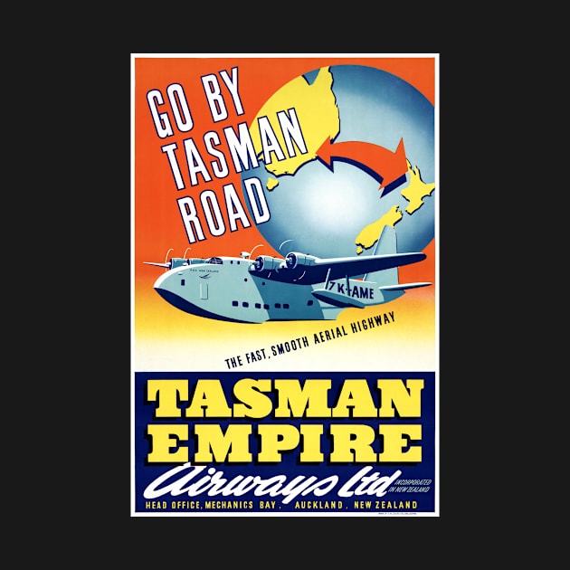 Vintage Travel Poster New Zealand Tasman Empire Airways Ltd. by vintagetreasure