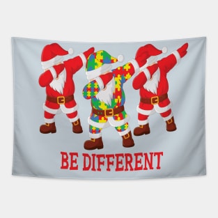 Be different Santa autism awareness christmas gift Tapestry