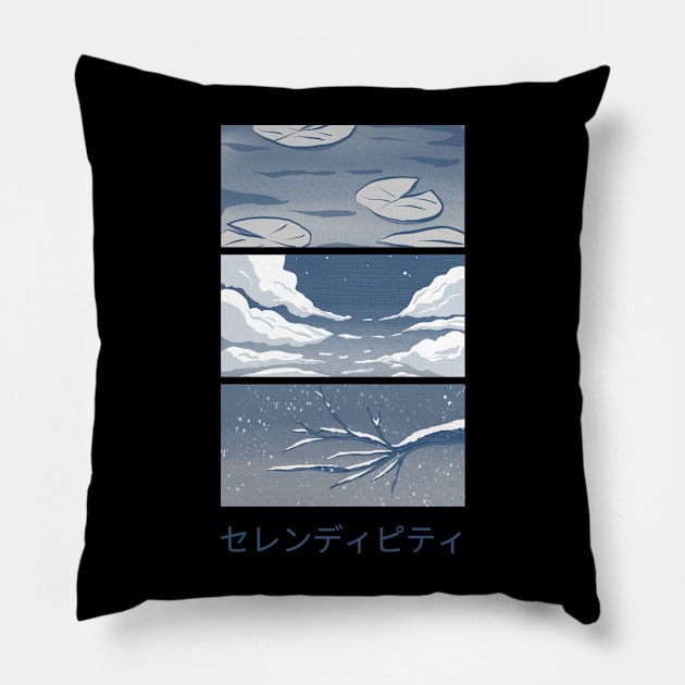 Minimalistic Manga Panel in Blue Colors Pillow by M4V4-Designs