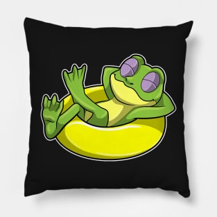 Frog at Swimming with Swim ring Pillow