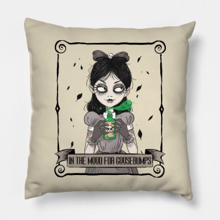 Cute Goth Girl Holding a Potion Bottle Pillow