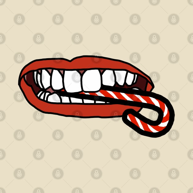 Candy Cane is Food says Mouth by ellenhenryart