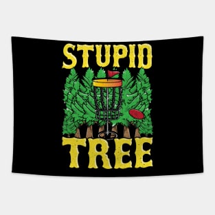 Stupid Tree Disc Golf Gifts Funny Frisbee Golf Tee Golfing Tapestry