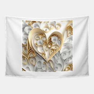 Beautiful pattern of golden and silver valentine hearts Tapestry