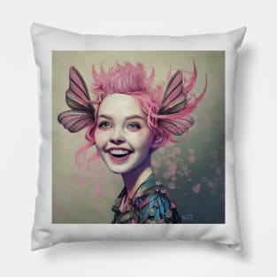 Pink Faerie with Pink Wings in her hair Pillow