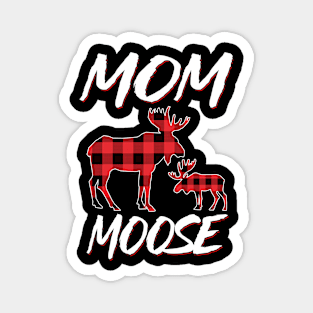 Red Plaid Mom Moose Matching Family Pajama Christmas Gift Magnet