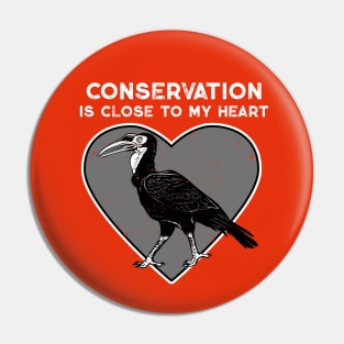 Ground Hornbill Conservation Heart Pin