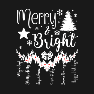 Merry & Bright Garland in Light Font T-Shirt