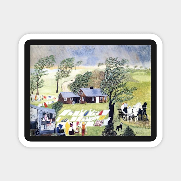 Grandma Moses - Taking in the Laundry Magnet by QualityArtFirst