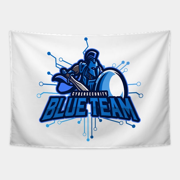 Cybersecurity Spartan Circuits Blue Team Gamification Logo Tapestry by FSEstyle