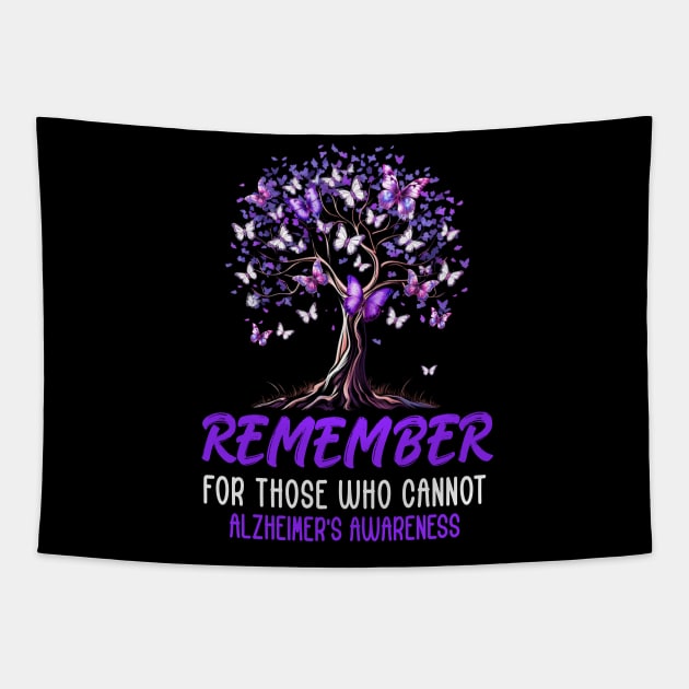 Alzheimer Awareness Tree For Men Women Purple Butterfly Tapestry by James Green