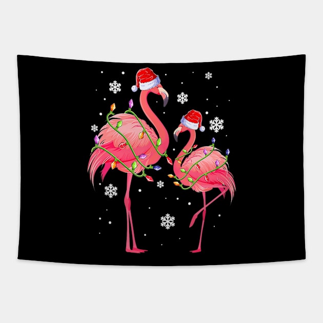 Pink Santa Flamingo Christmas Apparel Funny Girls Women Tapestry by mccloysitarh