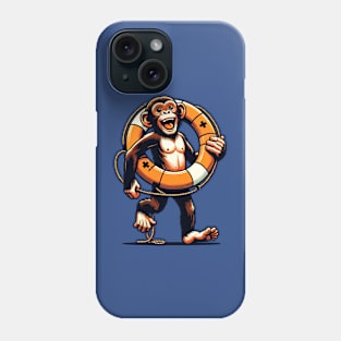 Happy monkey with rescue wheel Phone Case