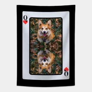 Corgi Queen Of Hearts Tapestry