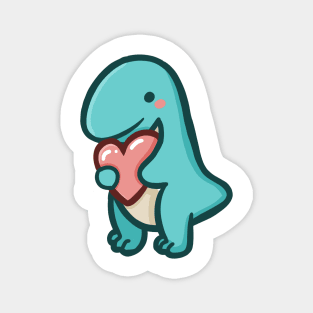 Cute T-Rex with heart, Love, Dino, Dinosaur Magnet