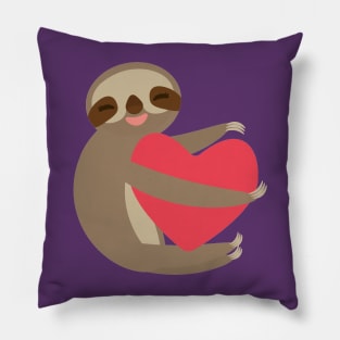 Cute sloth with red heart 2 Pillow