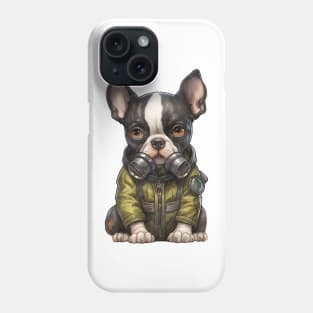 Boston Terrier Dog Wearing Gas Mask Phone Case