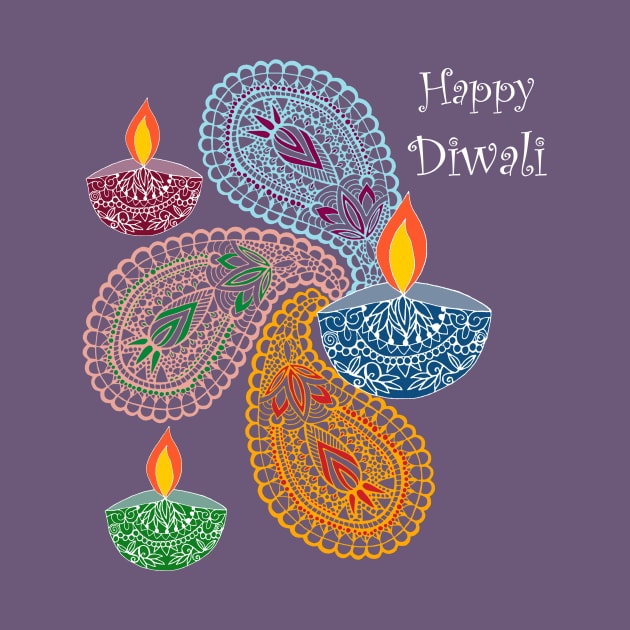 Diwali - Paisleys and Lamps by MitaDreamDesign