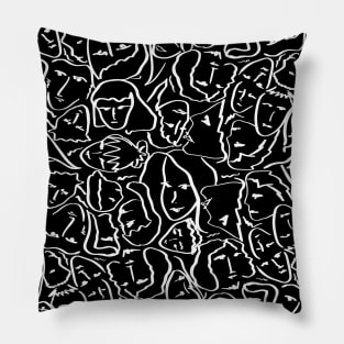 Call Me By Your Name Elios Shirt Faces in White Outlines on Black CMBYN Pillow