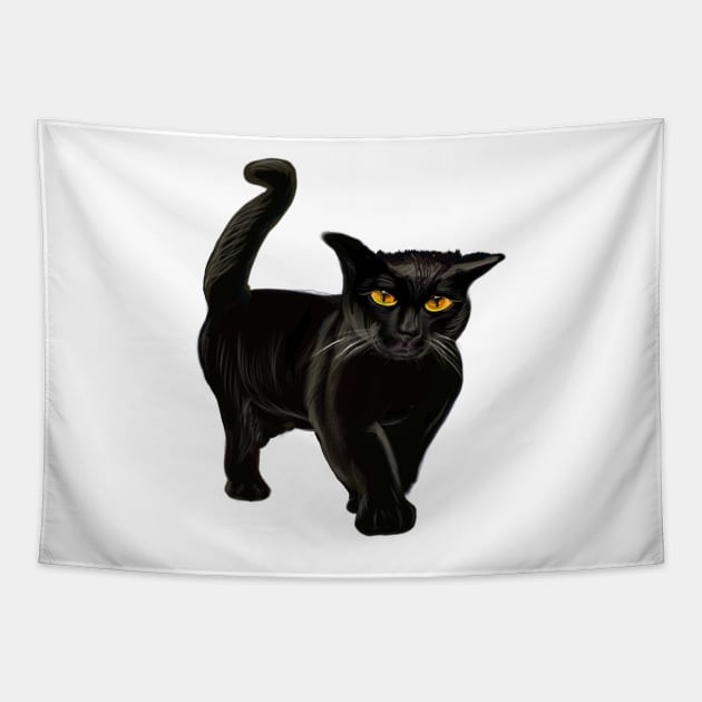 Cat themed Gifts for women and men. Black cat Tapestry by Artonmytee