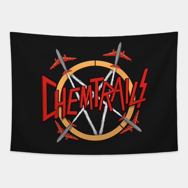 Slayer Parody Chemtrails Logo Tapestry by DeepFriedArt