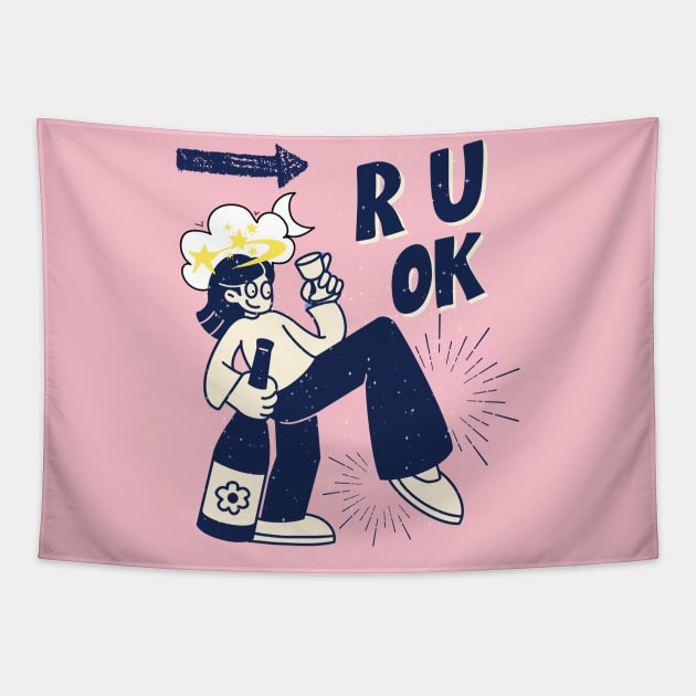 R U Ok? Tapestry by mieeewoArt