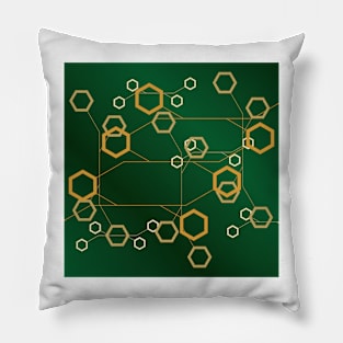 Hexagons Over Green Board Pillow