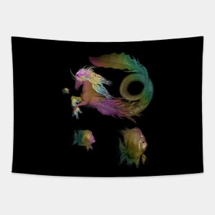 Wonderful seahorse and fantasy fish in the deep ocean Tapestry